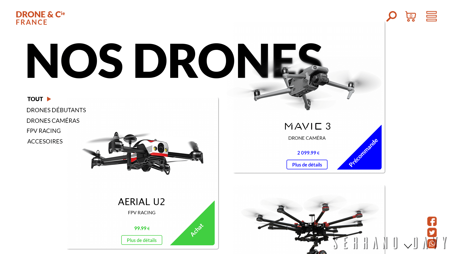 Template d'une page d'un site projet concept